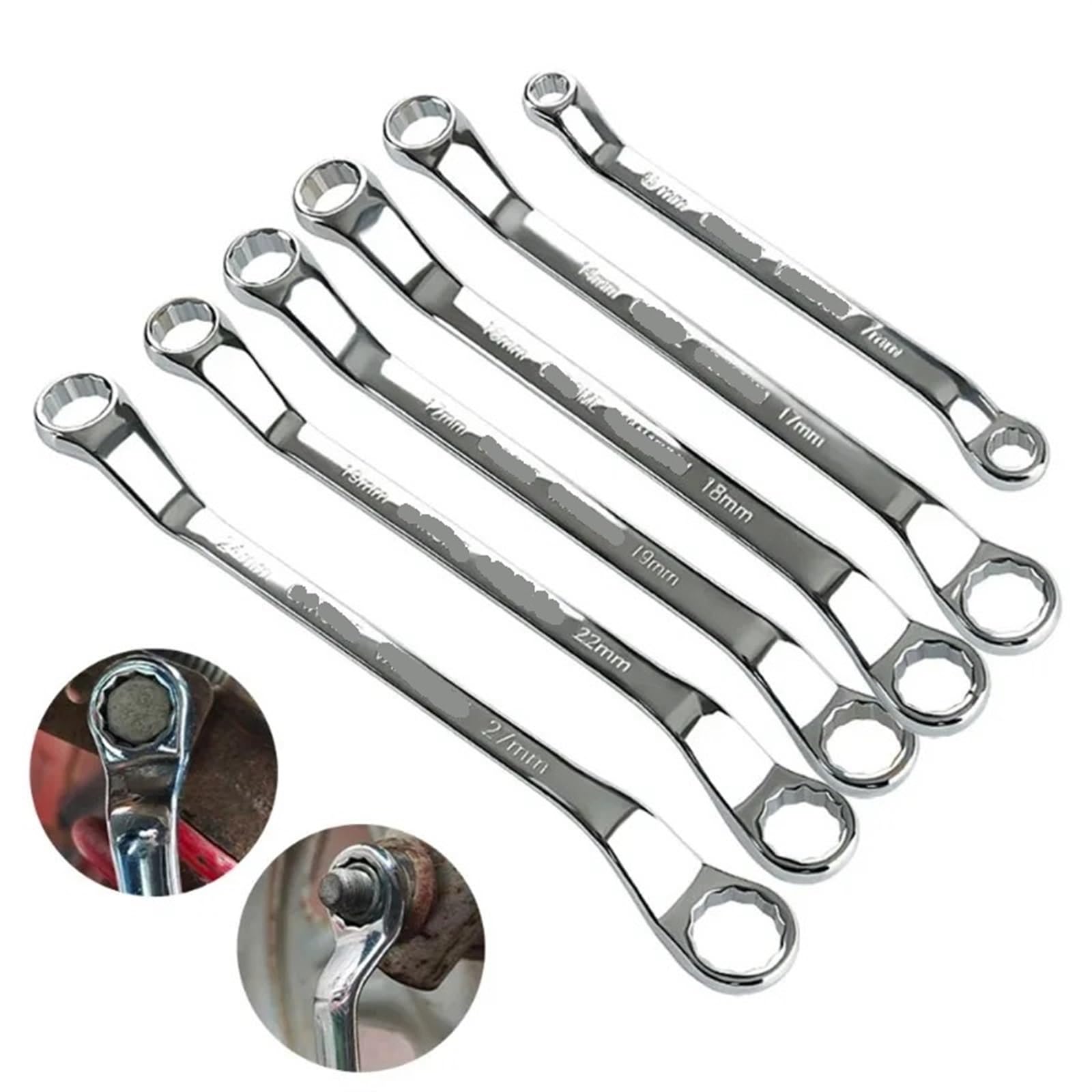 Chiave a Manico Offset Chiave a cricchetto a 45 Gradi, Chiave ad Anello a Doppio Offset, attrezzo for Riparazione Auto, Estensione Chiave ad Anello a cricchetto(17-19mm Wrench)