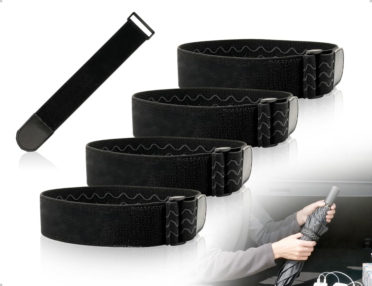 OHYANYAO 4 Stück Gurtbänder,Elastische Gurte mit Klettverschlüssen,Verstellbare Rutschfest Klettbänder,für Kabelmanagement,Fahrräder,Skier,Gepäckverpackung,Camping
