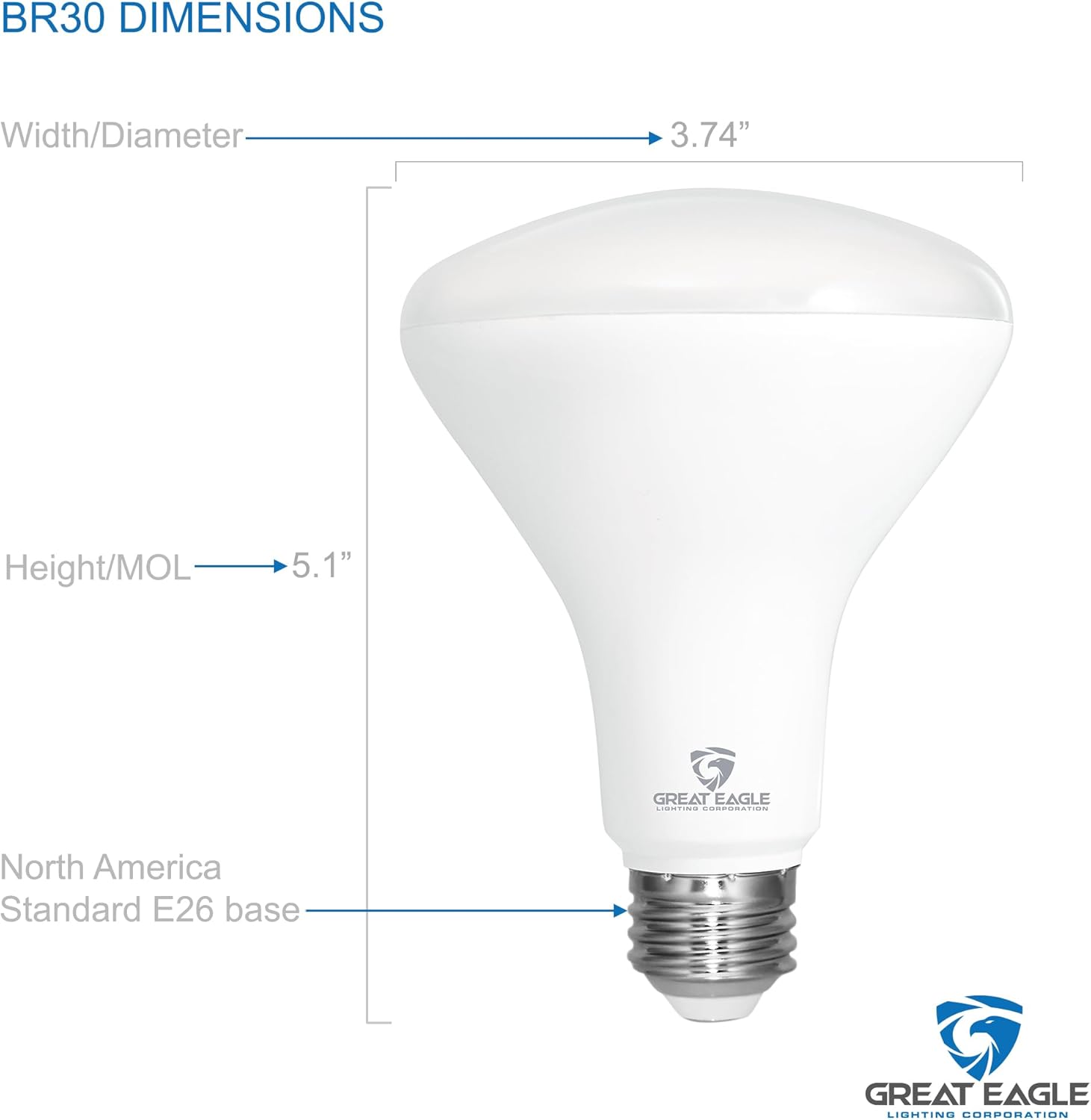 Great Eagle 6 Pack BR30 Light Bulb LED Recessed Can Light Bulbs, Indoor Flood Light Bulb 850 LM, 11W (65W Equivalent), 4000K Cool White, Dimmable, E26 Base, High CRI 90 for Home, Kitchen, Bedroom UL
