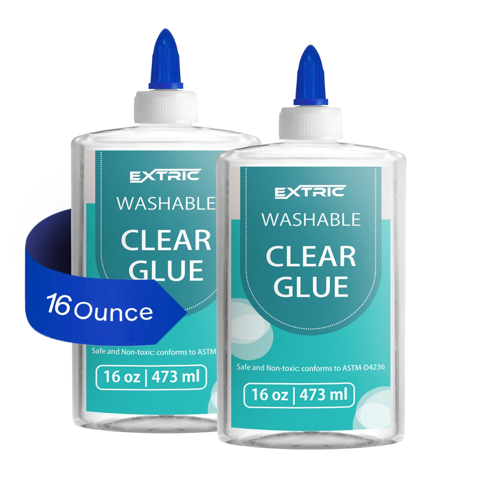 Clear Glue, Washable Liquid Glue 16 Ounces, 2 Count – Slime Glues, Art Crafts, for Home and School Glues, Dries Clear, Non-Toxic
