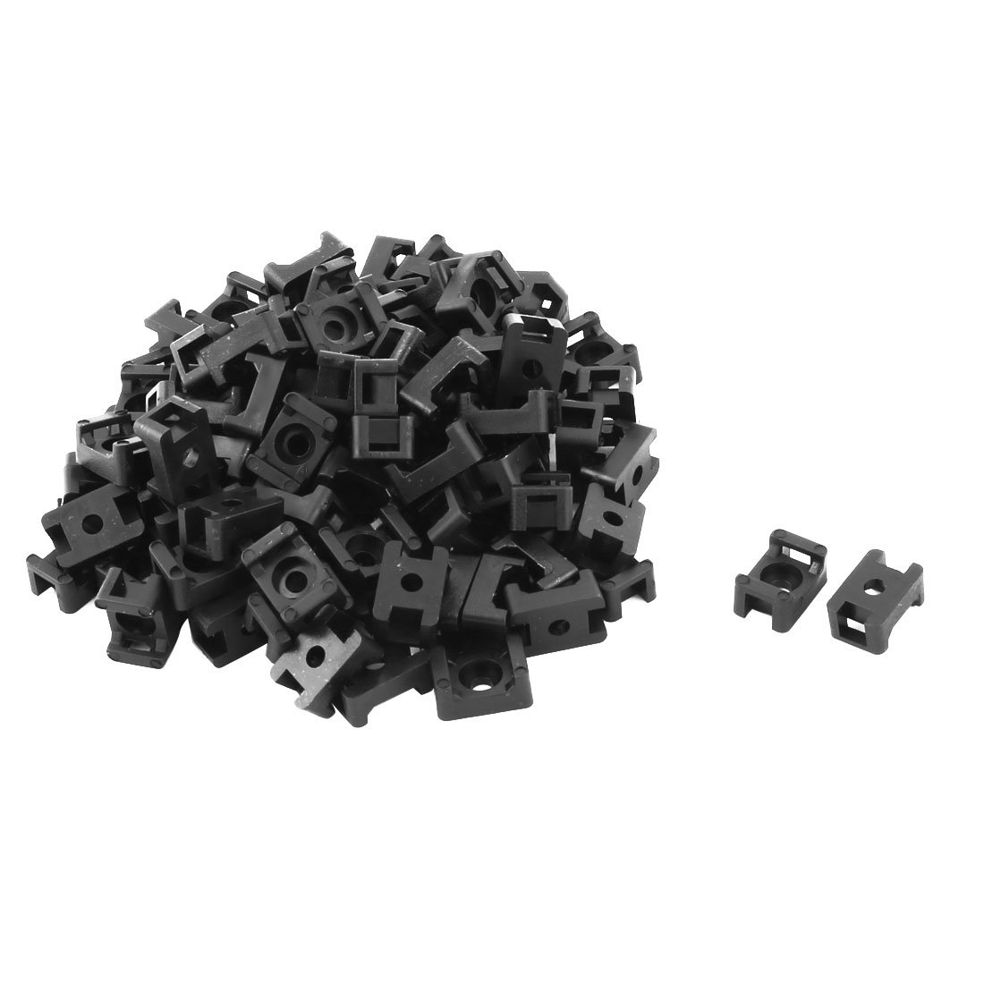 uxcell Plastic Saddle Type Cable Tie Base Mount Wire Holder 15 X 10 X 7mm 100 PCS Black