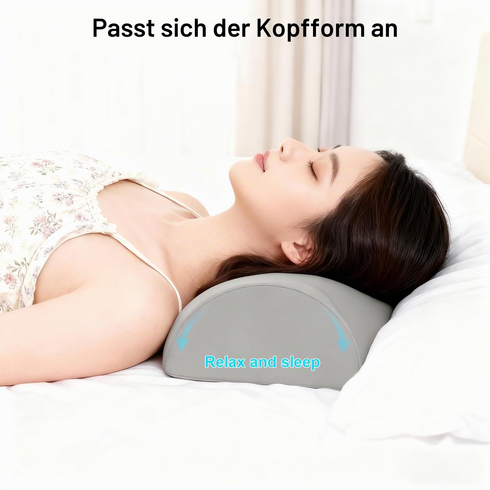 Lagerungskissen für Knie und Beine, Knierolle Lagerungsrolle aus Memory-Schaum, Halbmond-Form für Seitenschläfer und Rückenlage, Lindert Rücken- und Hüftschmerzen, Ideal für Nachtruhe