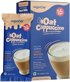Veganday Oat Cappuccino Instant Premix (pack of 5) | Instant Coffee – Just Add Hot Water | No-added sugar | Diabetic Frien... Price In India
