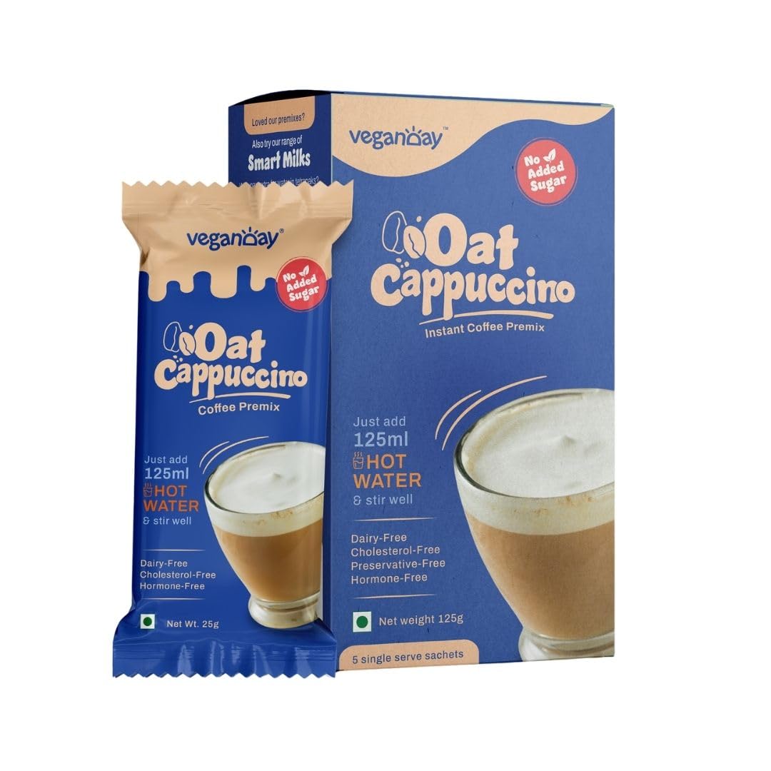 Veganday Oat Cappuccino Instant Premix (pack of 5) | Instant Coffee – Just Add Hot Water | No-added sugar | Diabetic Frien... - Review, Price and Buying Guide