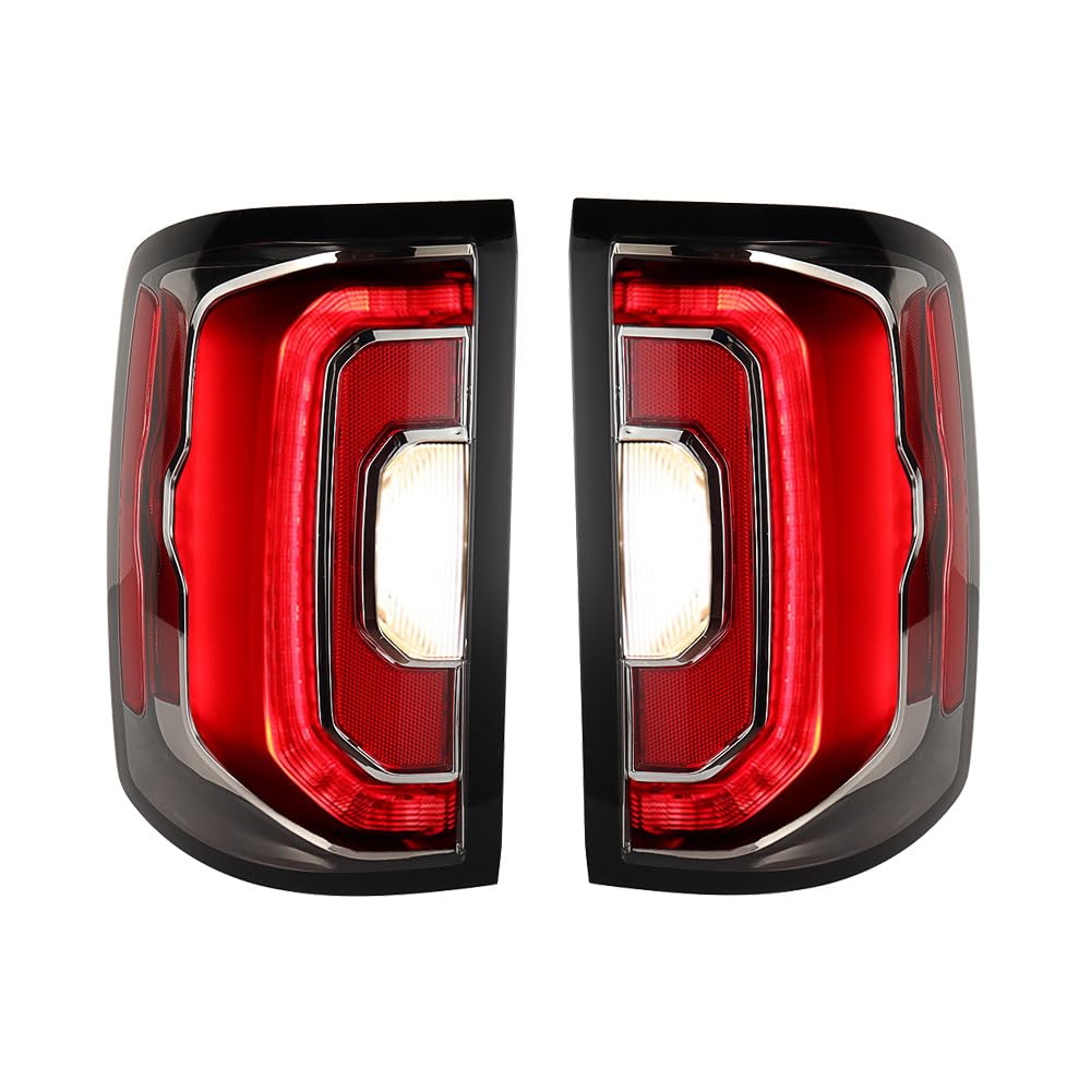 Astra Depot Pair Red Clear Lens Running Brake Tail Light Turn Signal Reverse Lamp Compatible for 2016-2018 GMC Sierra Denali 1500 |2019 Sierra 1500 Limited