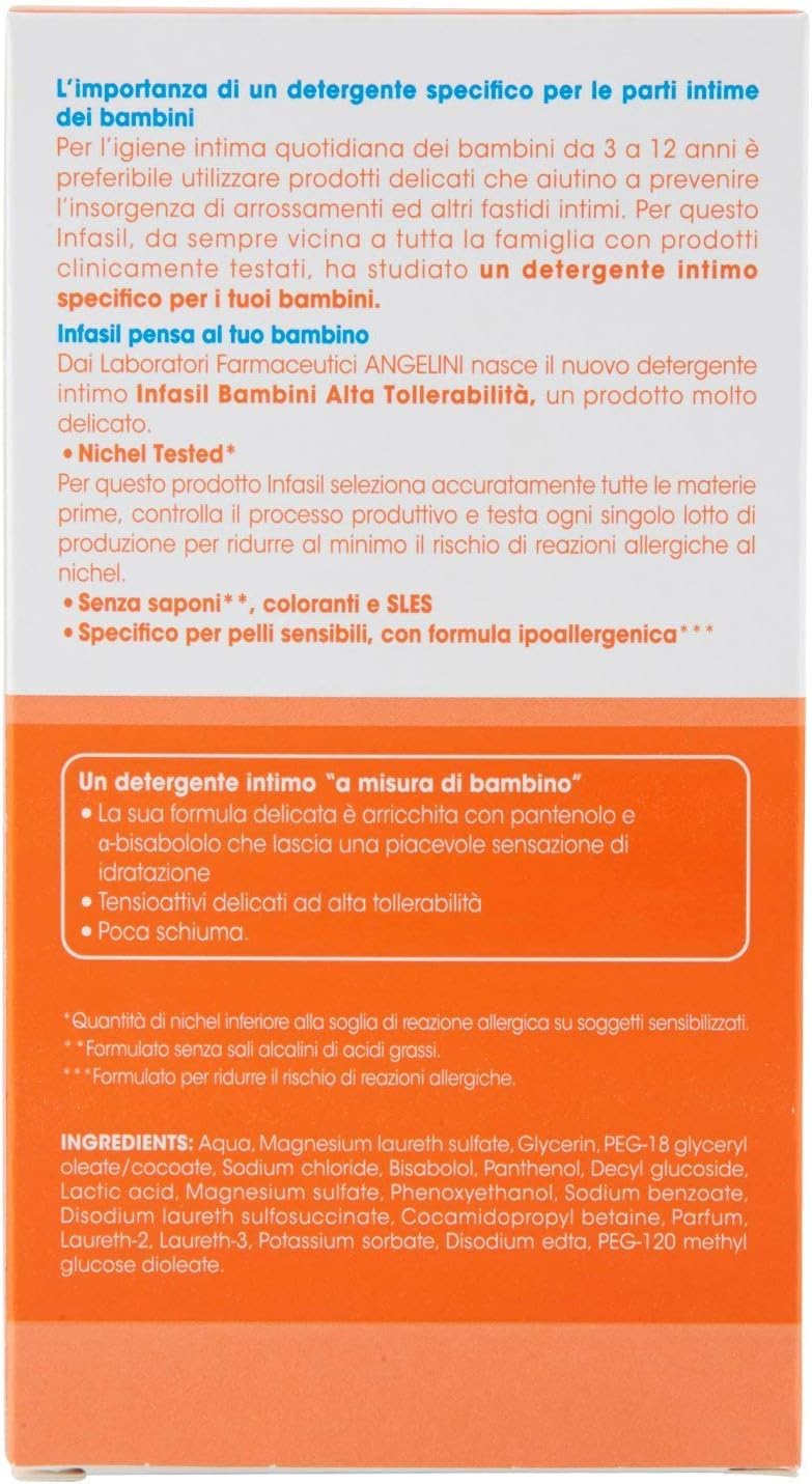 12 detergenti Intimo Bambini, detergenti intimi per bambini, testati sotto controllo pediatrico, senza coloranti e saponi, 200 ml + portachiavi Beni Culinari gratuito