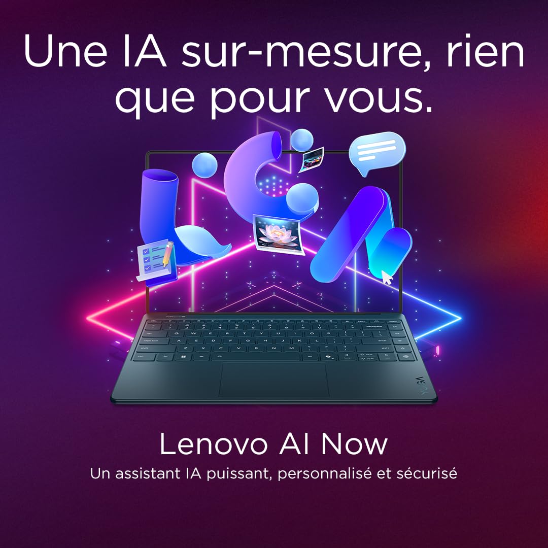 Lenovo Yoga Slim 9 14ILL10 - Ordinateur Portable 14'' 4K OLED WQUXGA Tactile Copilot+ (Intel Ultra 7 258V, RAM 32Go, SSD 1To, Intel Arc Graphics 140V, Windows 11 Home) Clavier AZERTY - Tidal Teal