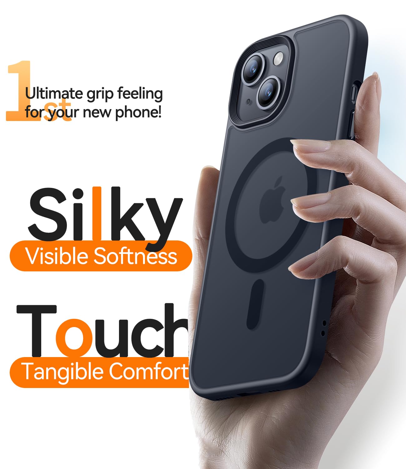 CANSHN Cover Magnetica Opaca per iPhone 15, [Compatibile con MagSafe] Custodia Traslucida Opaca Protettiva Sottile Antiurto - Nero