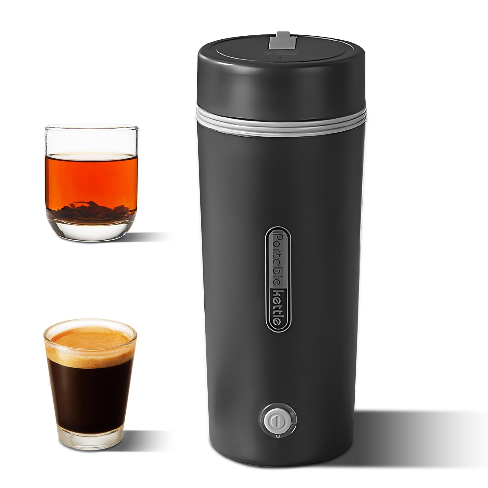 Bouilloire électrique Portable, Bouilloire à thé/café, Acier Inoxydable 304 de qualité Alimentaire, Chauffe-Eau Anti-Fuite avec arrêt Automatique et Protection Contre l'ébullition à Sec, Noir