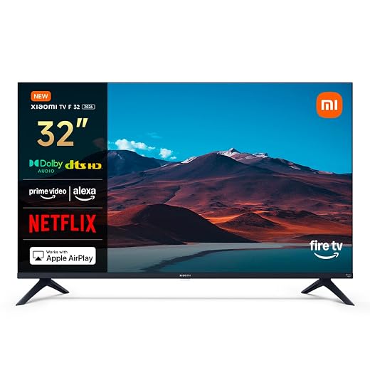 XIAOMI F 32 TV, 32 Inch (81 cm), HD, Smart TV, Fire OS7, Alexa Voice Control, Dolby Audio, DTS Virtual:X, DTS-HD, Compatible with Apple AirPlay, 2025 | Alexa Voice Control, Dolby Audio, DTS Virtual:X, DTS-HD, Compatible with Apple AirPlay