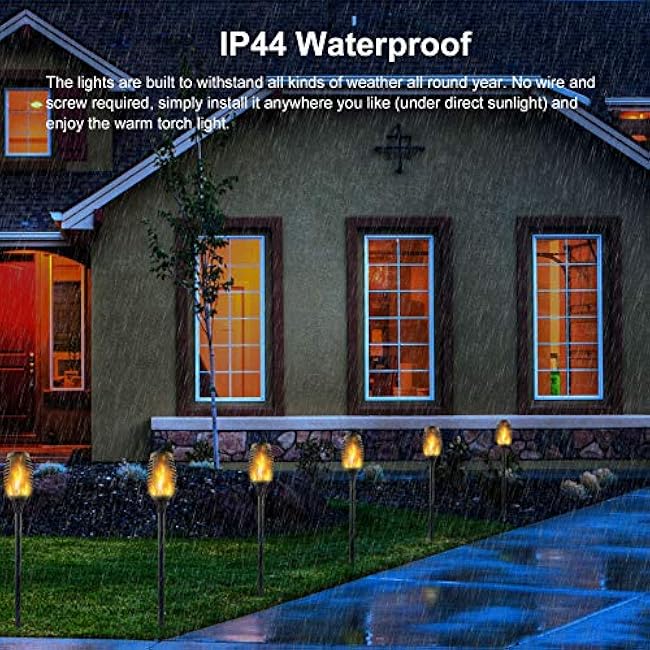 16 Pack Upgraded Solar Lights Outdoor, Mini Solar Torch Lights with Flickering Flames, Waterproof Landscape Decoration Dancing Flame Lights for Garden Pathway Yard, Auto On/Off Dusk to Dawn