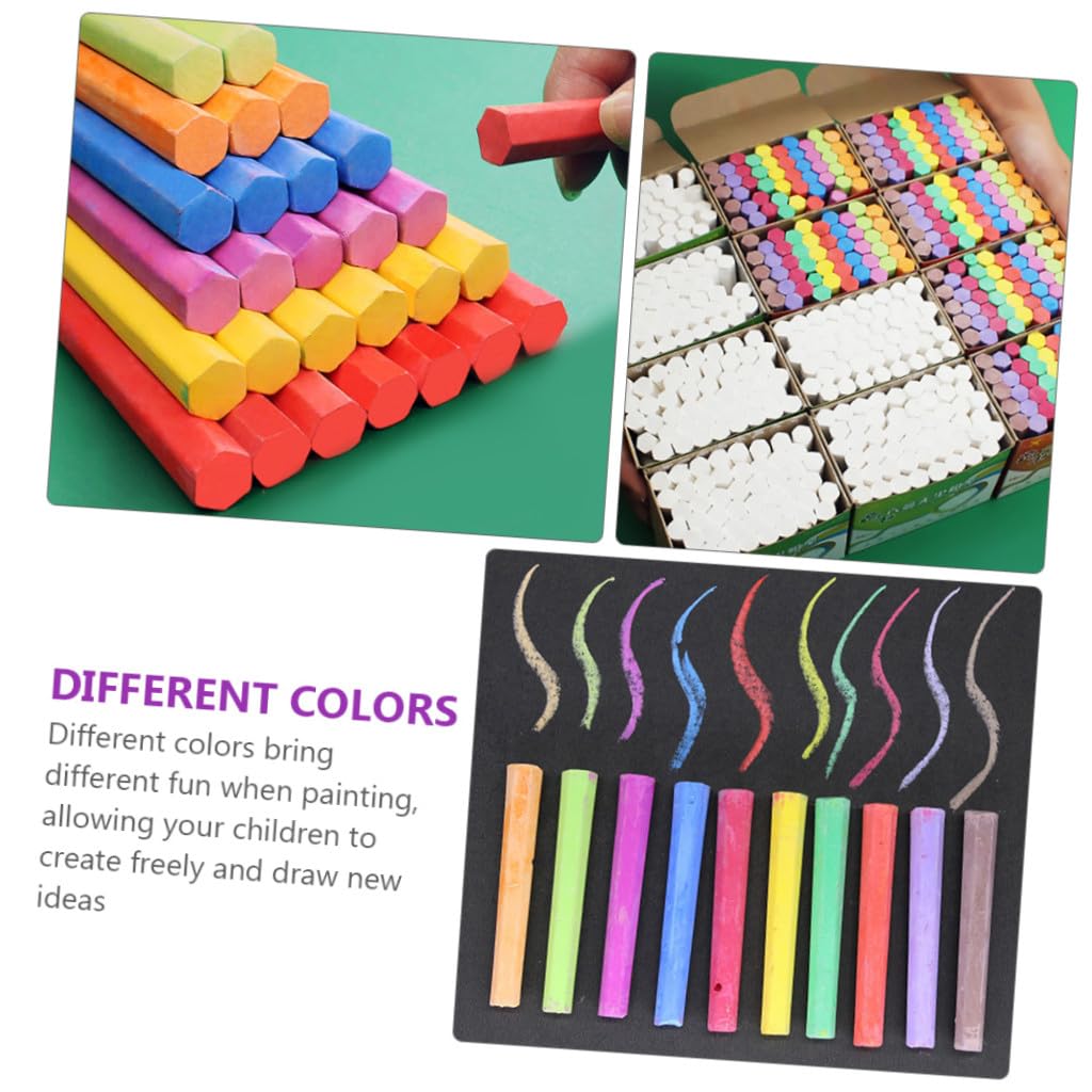 Craies Colorées Hexagonales sans Poussière pour École et Maison, 3 Boîtes de Craies en Gypse Faciles à Effacer, Adaptées Tableau Noir