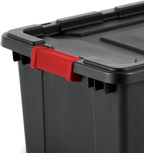 Vista 19 de Sterilite Paquete de 12 contenedores industriales, contenedores de almacenamiento de plástico con tapas, 27 galones, color negro, contenedores