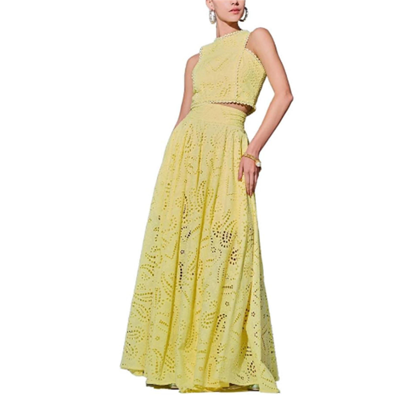 Conjunto de 2 piezas de verano para mujer, falda larga, sin mangas, vestido largo con bolsillo, vestido de fiesta de discoteca, camiseta sin mangas