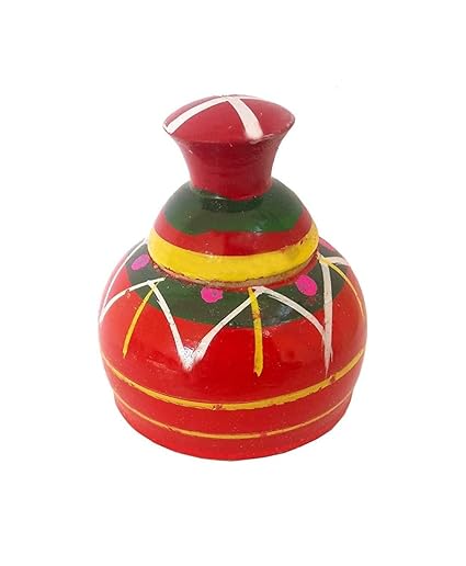 Wooden Wedding Sindoor Box/Sindur Dani/Sindoora, Decorative Kumkum Box (6x6x7 cm)