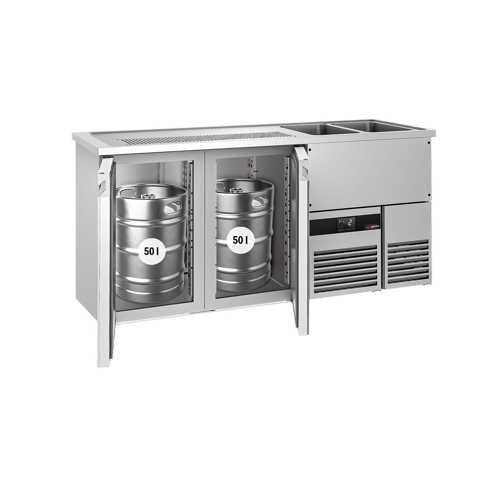 GGM Gastro | BRF207D#2#ET | Biertheke PREMIUM - 1950x700mm - 2 Türen