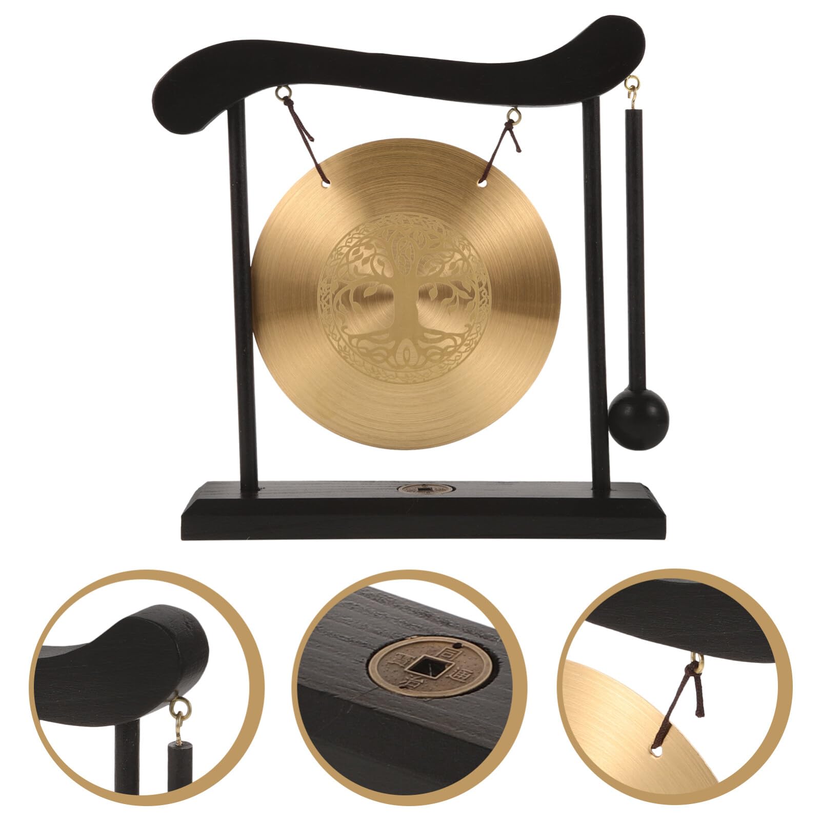 Feng Shui Ching Zen Gong Bureau Gong Décoration Zen-Art Laiton Feng Shui Bureau Gong avec Support Asiatique Gong Cloche pour La Décoration De La Maison Dragon