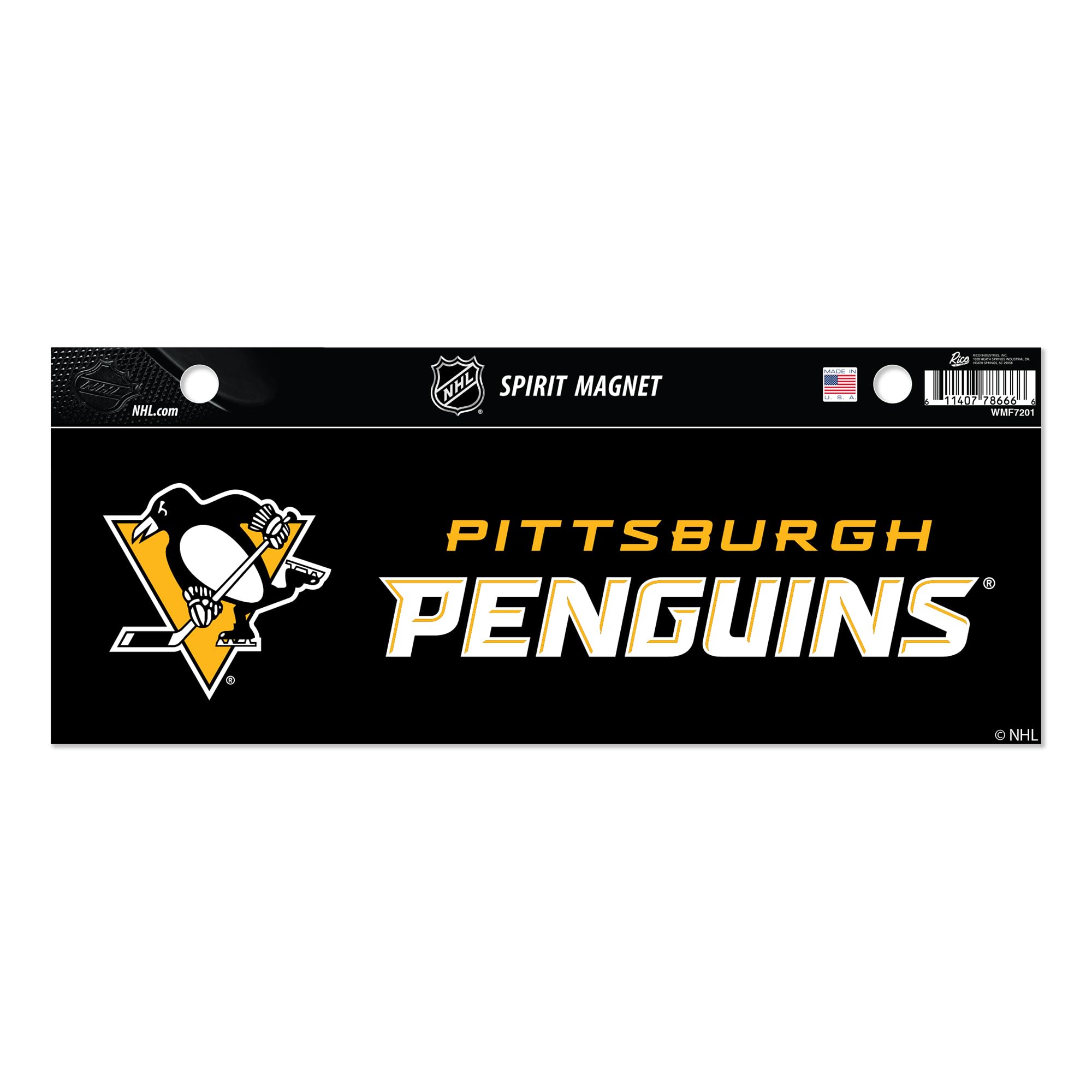 Rico Industries NHL Hockey Pittsburgh Penguins 4 x 10 Team Spirit Magnet - Car, Home Décor - Refridgerator, Office, Kitchen