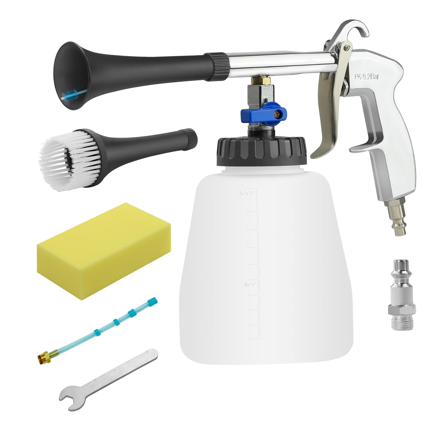 AFGOOD Car Air Cleaning Gun, High-Pressure Cleaning Tool, Air Blow Gun with 1L Foam Bottle, 2 Set Nozzles, 1 Replaceable PU Hose for Vehicle Upholstery, Carpet, Seat