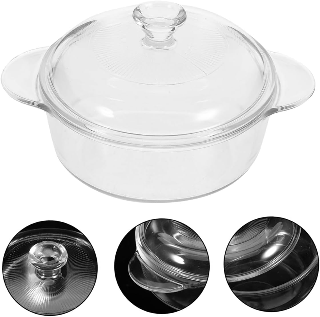 Large Glass Salad Bowl with Lid 1.7l Heat-resistant Glass Serving Bowl for Kitchen Dining and Entertaining