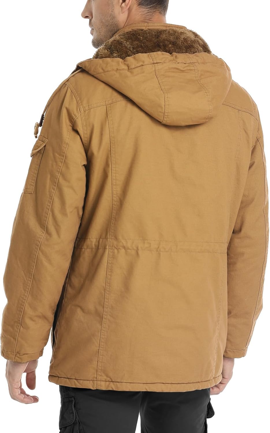 CHEXPEL Men's Thick Winter Jackets with Hood Fleece Lining Cotton Military Jackets Work Coats with Cargo Pockets Outwear - Image 2