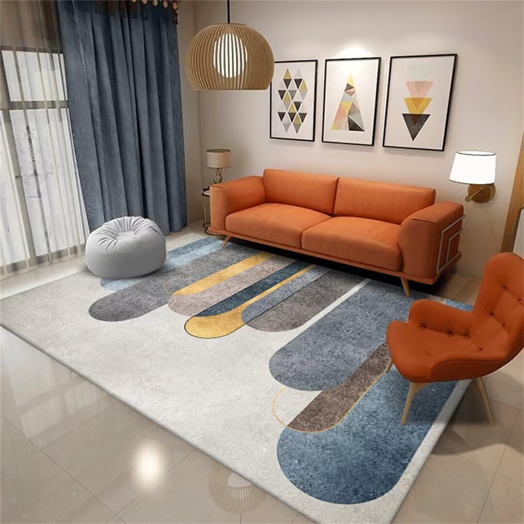 Tapis pour étude et petit salon minimaliste bleu 50x80 cm confort polaire