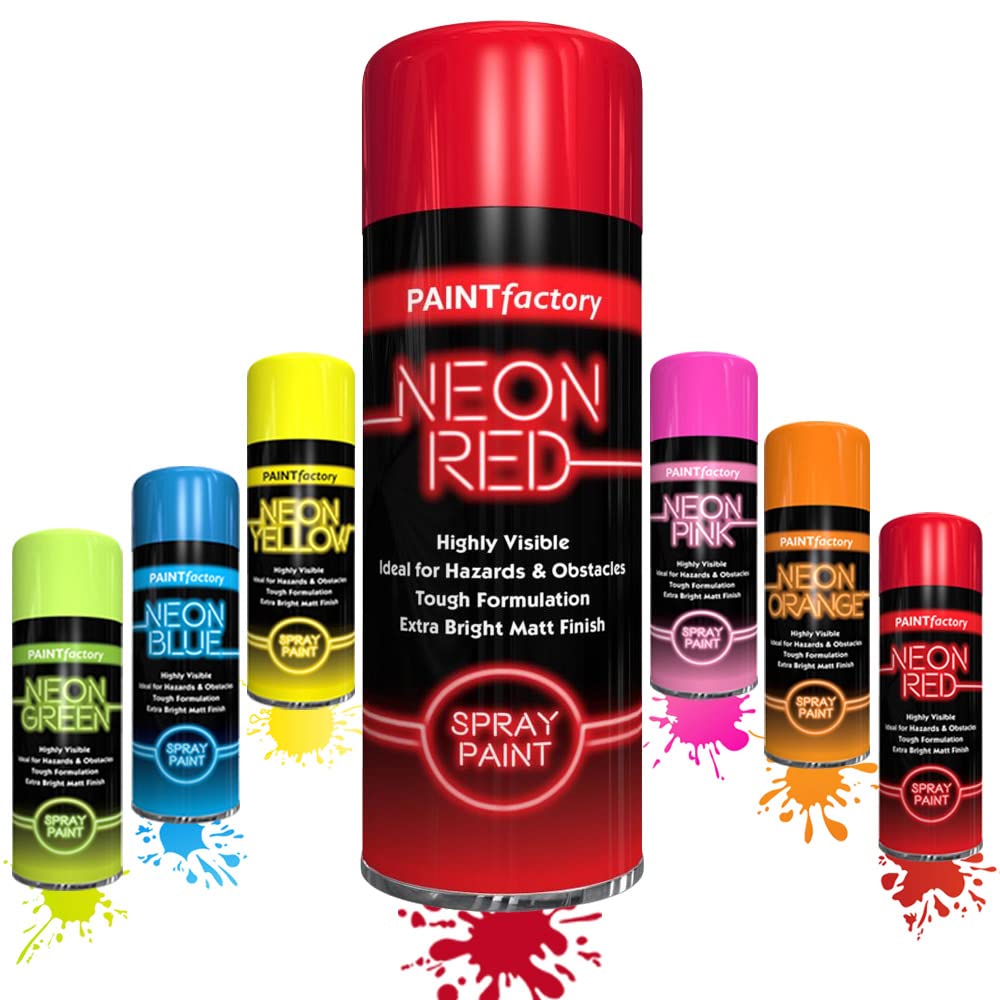 SCHNAZZ 1 x Neon Red Spray Paint 200ml Fluorescent Bright Aerosol Extra Bright Graffiti (Banksey) Paint Assorted Colour