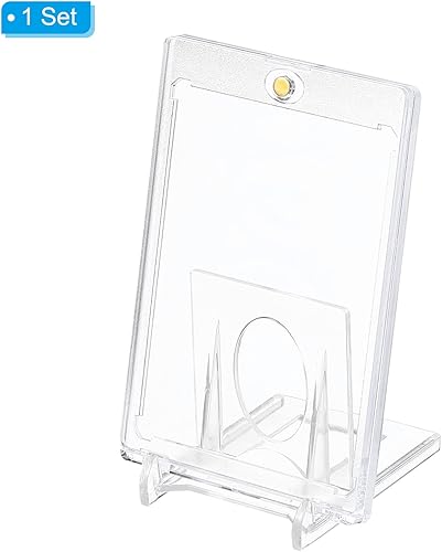 Miniatura 3 de PATIKIL Tarjetero magnético con soporte, 1 juego de 35 PT de plástico duro transparente, protector impermeable para almacenamiento de tarjetas