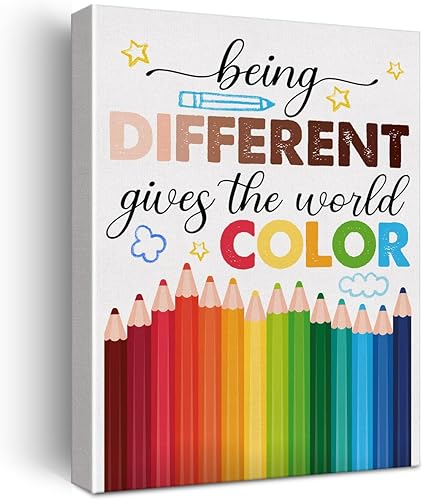Diversity - Lienzo decorativo para pared, diseño enmarcado con texto en inglés "Being Different Quotes Equality", cartel sobre lienzo para
