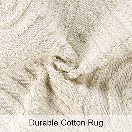 Lanffia Boho Kitchen Runner Rug 2X4.3, Beige Tufted Cotton Woven Throw Rugs With Tassel Washable Farmhouse Rainbow Small Rug For Doorway Sink Hallway Porch Bedroom Hallway Entryway #TOP4