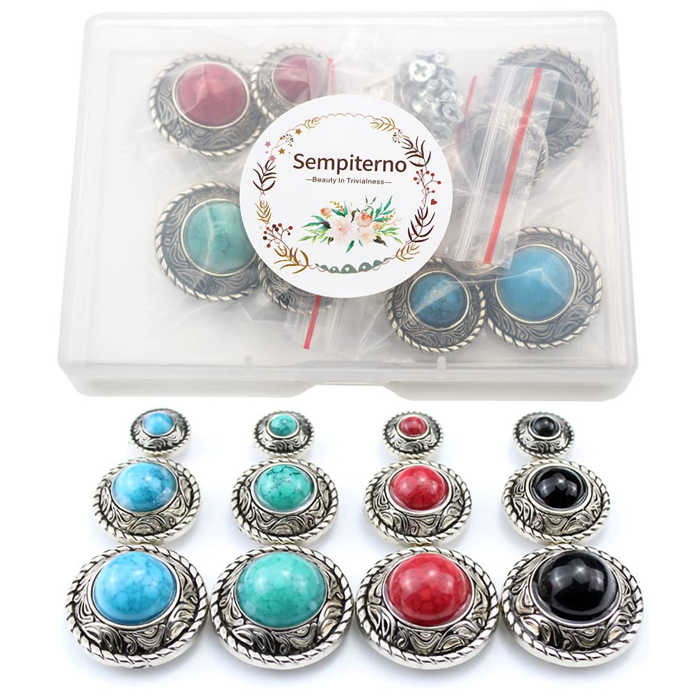Amazon | sempiterno コンチョ ボタン 12個セット シルバー ターコイズ 
