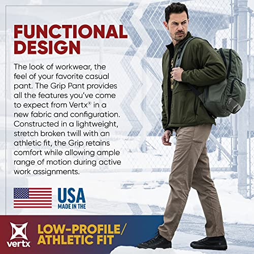 Vertx Grip Mens Pants Athletic Fit With Thigh Pockets Lightweight Cotton Twill Stretch Casual Workwear Pants For Men, Depth Charge, 32W X 34L #TOP1