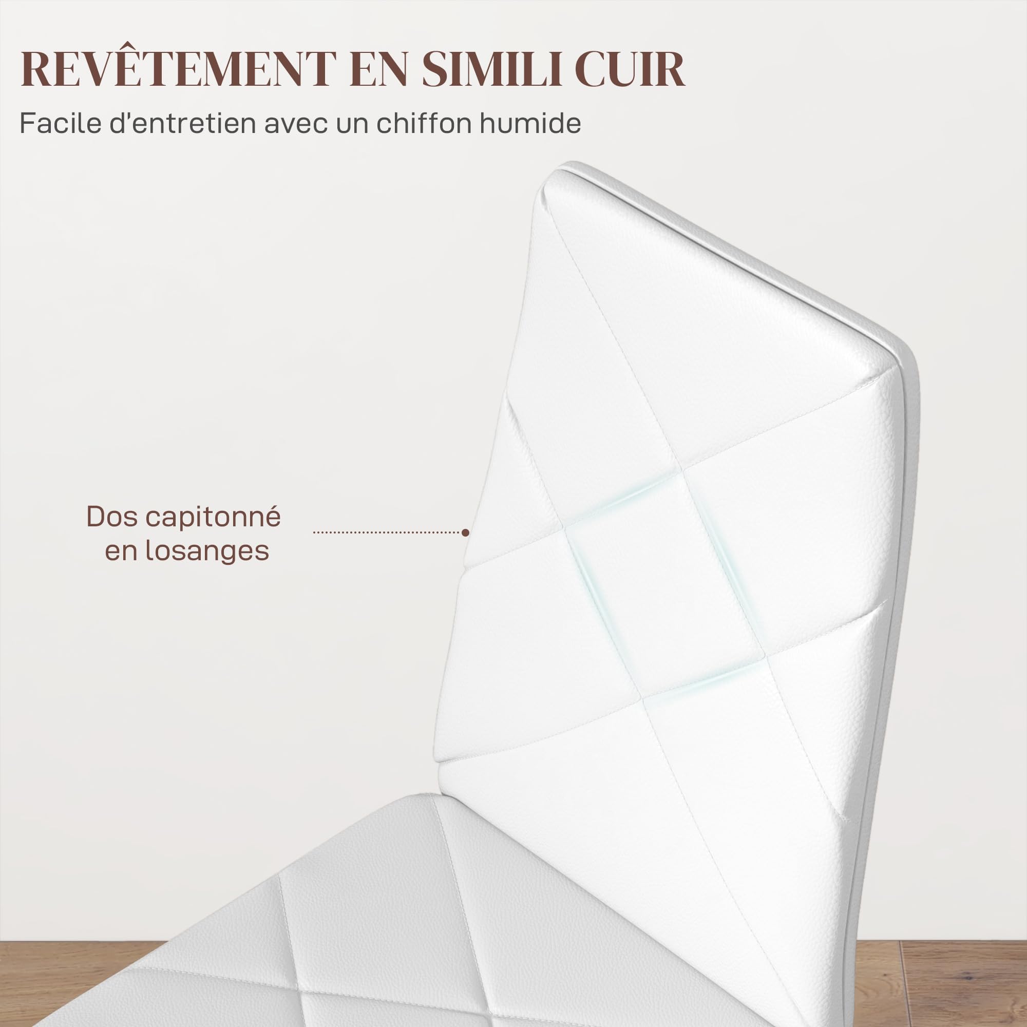HOMCOM Lot de 2 Chaises Salle à Manger Moderne Dossier Haut, Blanc | Chaises de Cuisine, Style Maison de Campagne, Cadre en Bois de Pin, pour Salon, Chambre, Cuisine