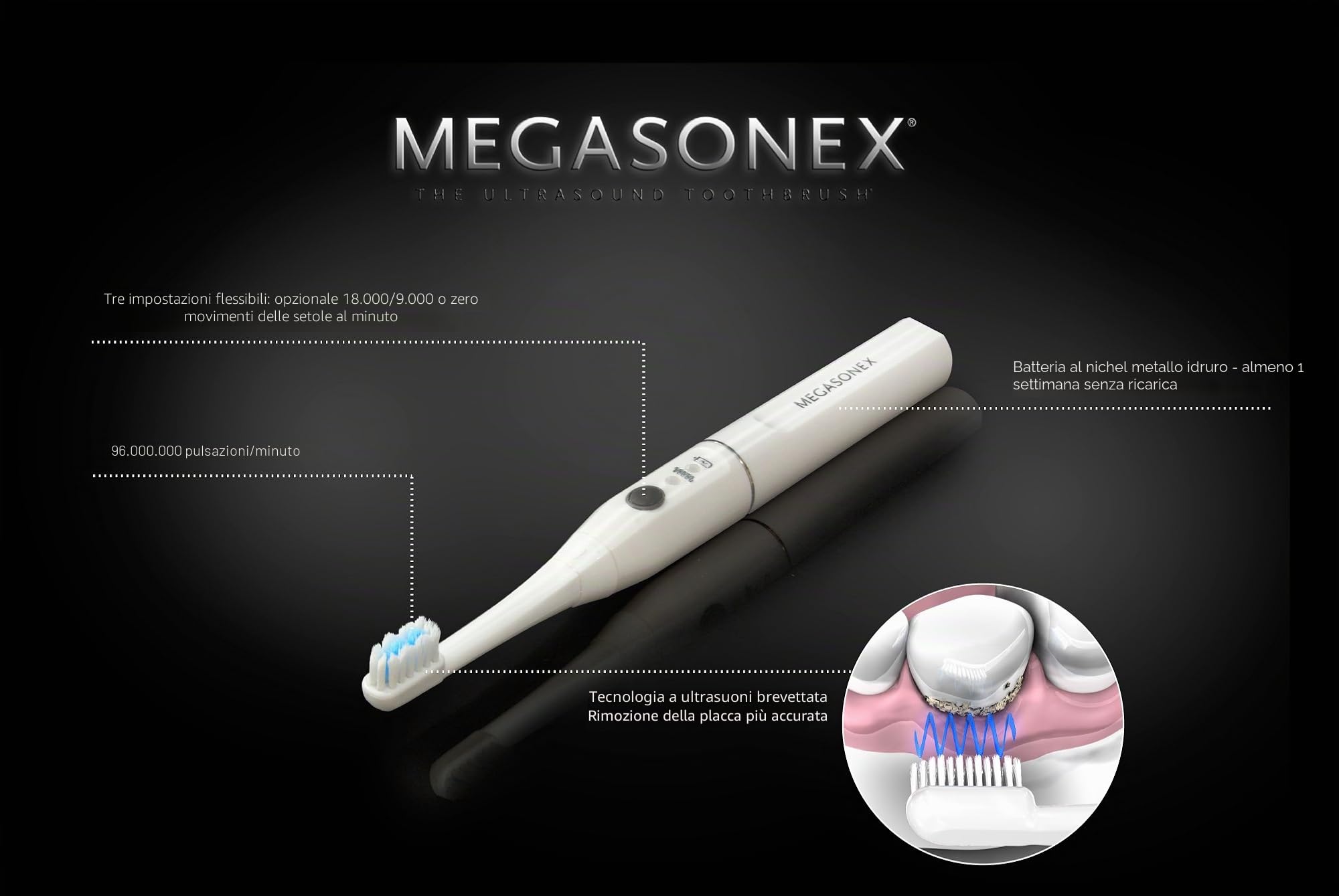 Megasonex, spazzolino da denti per cani, a ultrasuoni