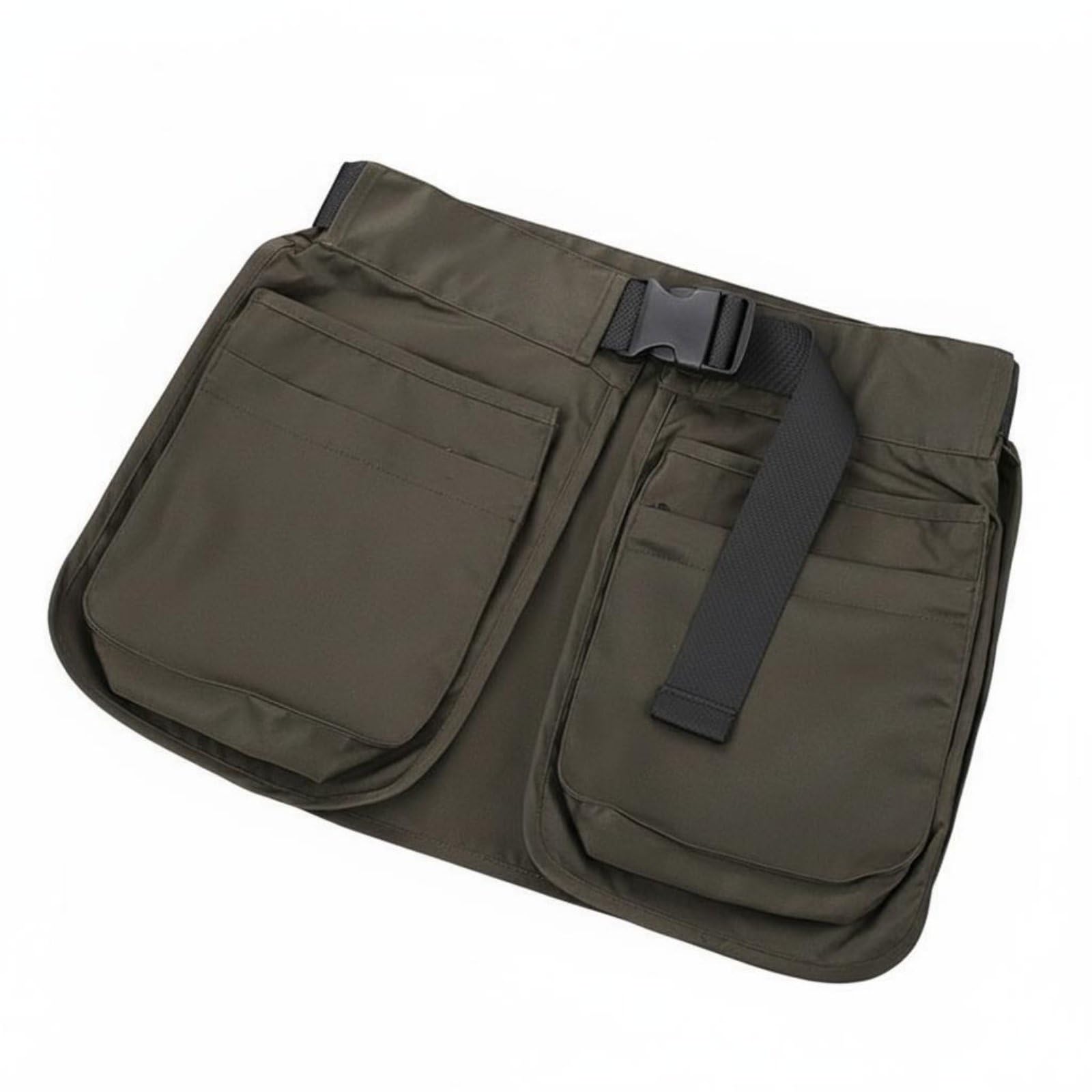 Multi-Pocket Fanny Pack Lightweight Multi-Pocket Waist Apron Utility Organizer Belt Wear-Resistant Work Pouch Belt for Gardening, Army Green, Normal-image-23