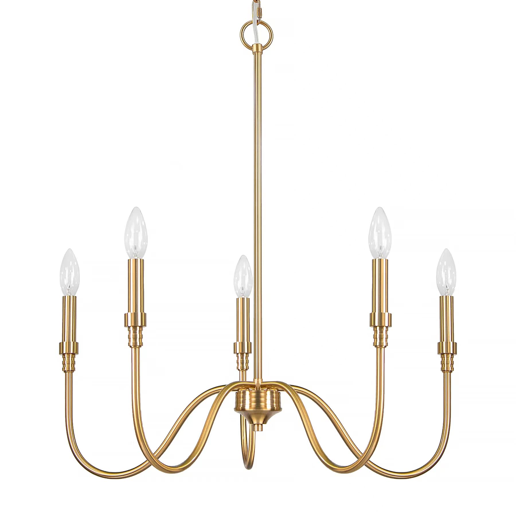 Homebelife 5 Light Farmhouse Chandelier Light Fixture, Modern Pendant Lighting for Kitchen, Dining & Living Room (Brushed Gold)