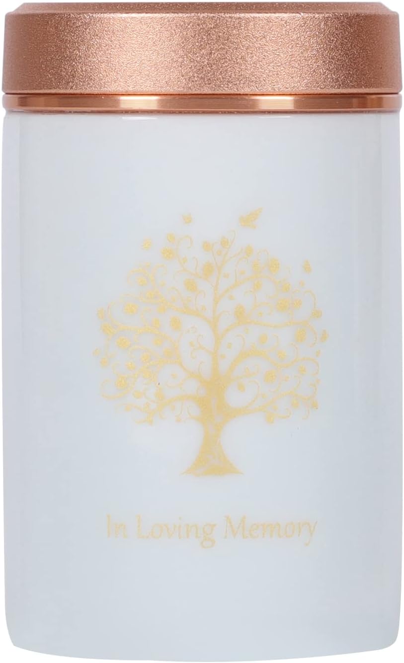 Small Urn for Human Ashes - 3'' Tree of Life Handicrafted Urn - Beautiful Tiny Keepsake Urns - Mini Urn Made of Ceramic - Hold 5 Cubic Inches of Ashes