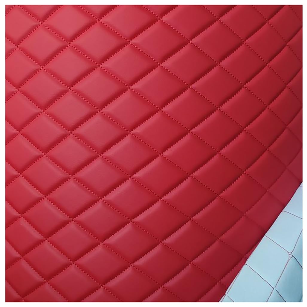 JNTFNE Quilted Faux Leather Vinyl PVC Fabric Waterproof Diamond Stitch Padded Cushion Linen Wadding Backing Upholstery 1.6x1m(Red,1.6X1m)