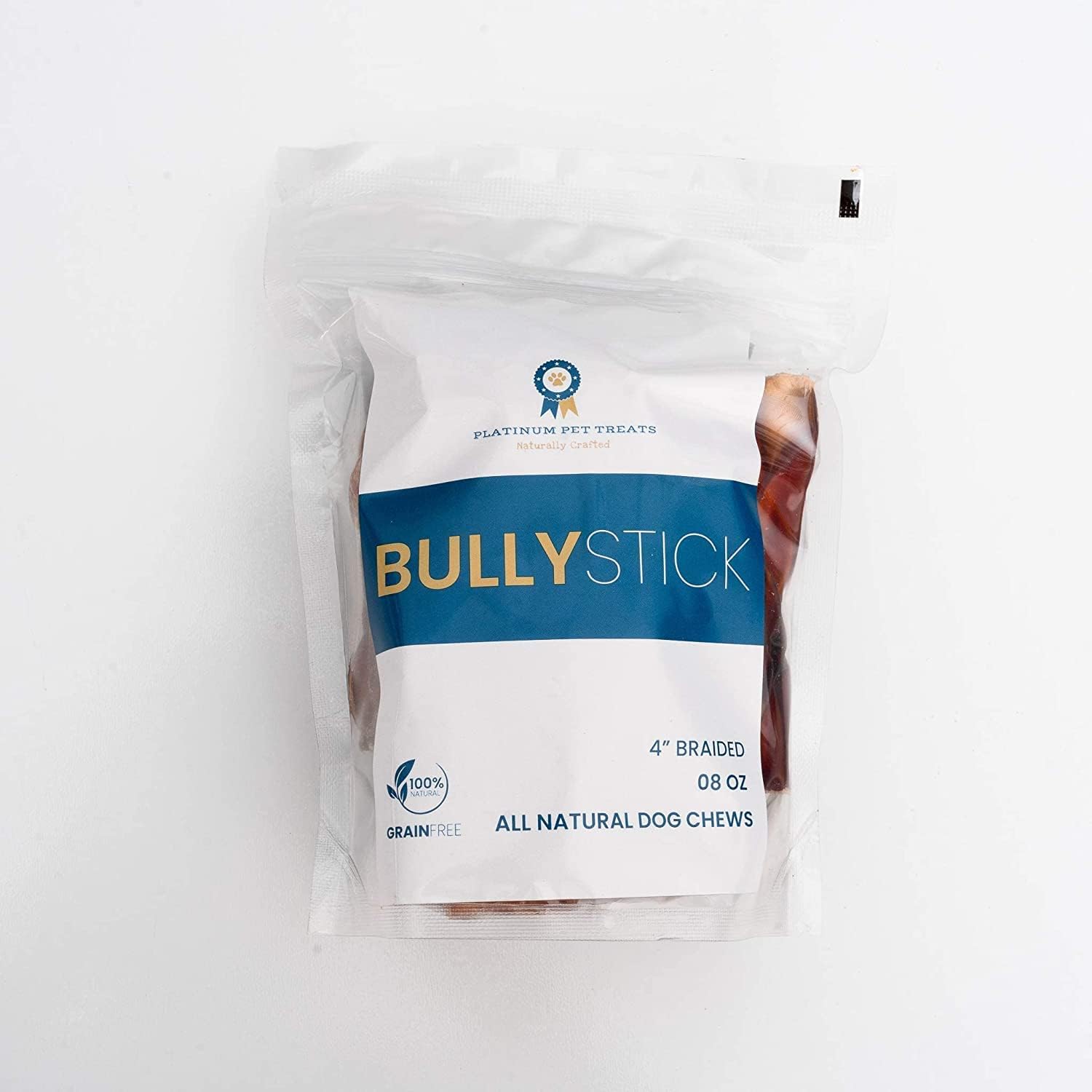 Platinum Pet Treats, 4" Braided Bully Sticks, 100 Natural