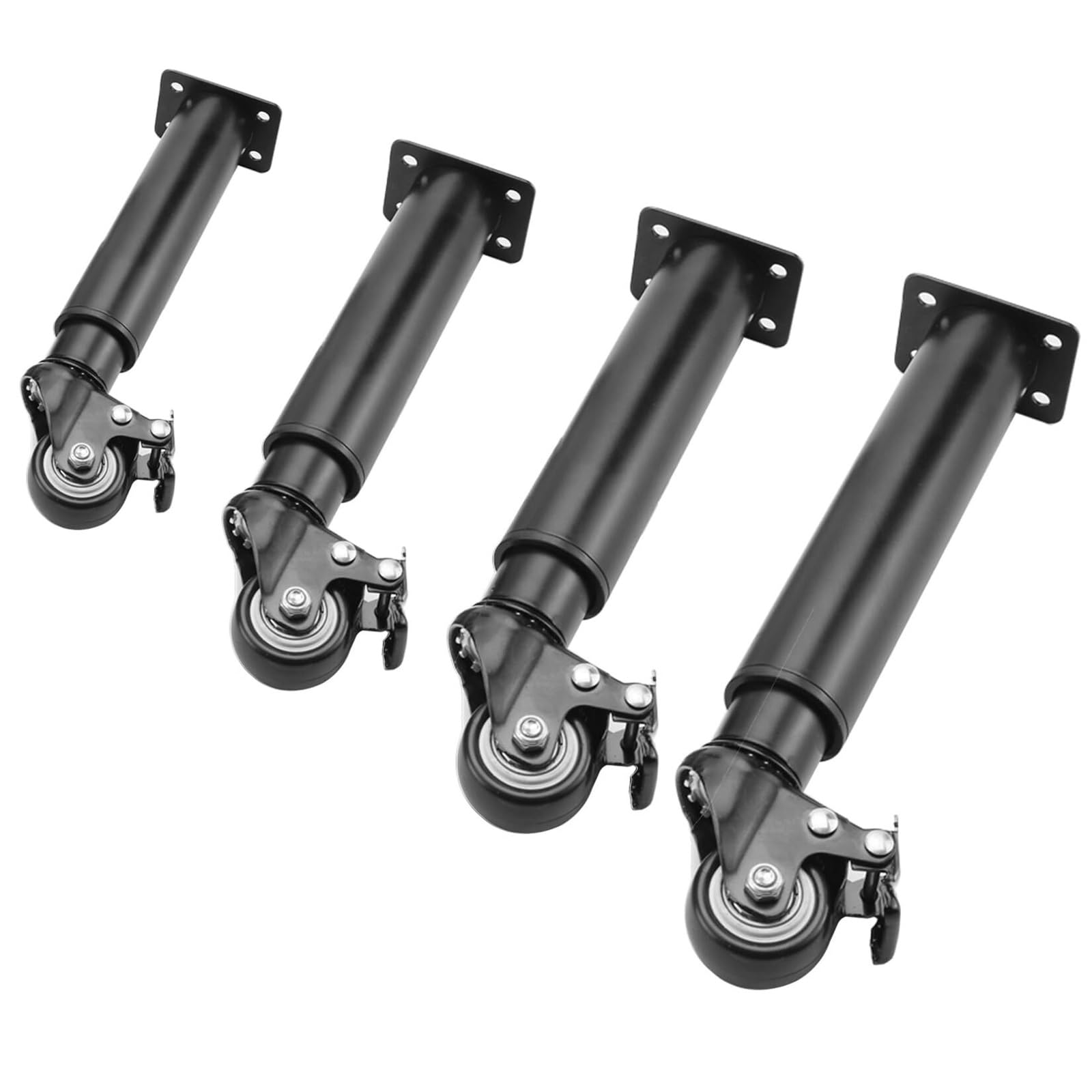 UYHBCNQD Movable Furniture Legs 4 Pcs Replacement Legs Set with Swivel Caster Support Legs Adjustable Furniture Foot Black Table Feet(24.5-36cm)