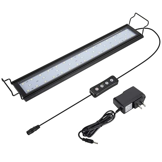 hygger 14W Full Spectrum Aquarium Light with Aluminum Alloy Shell Extendable Brackets, White Blue Red LEDs, External Controller, for Freshwater Fish Tank (18-24 inch)
