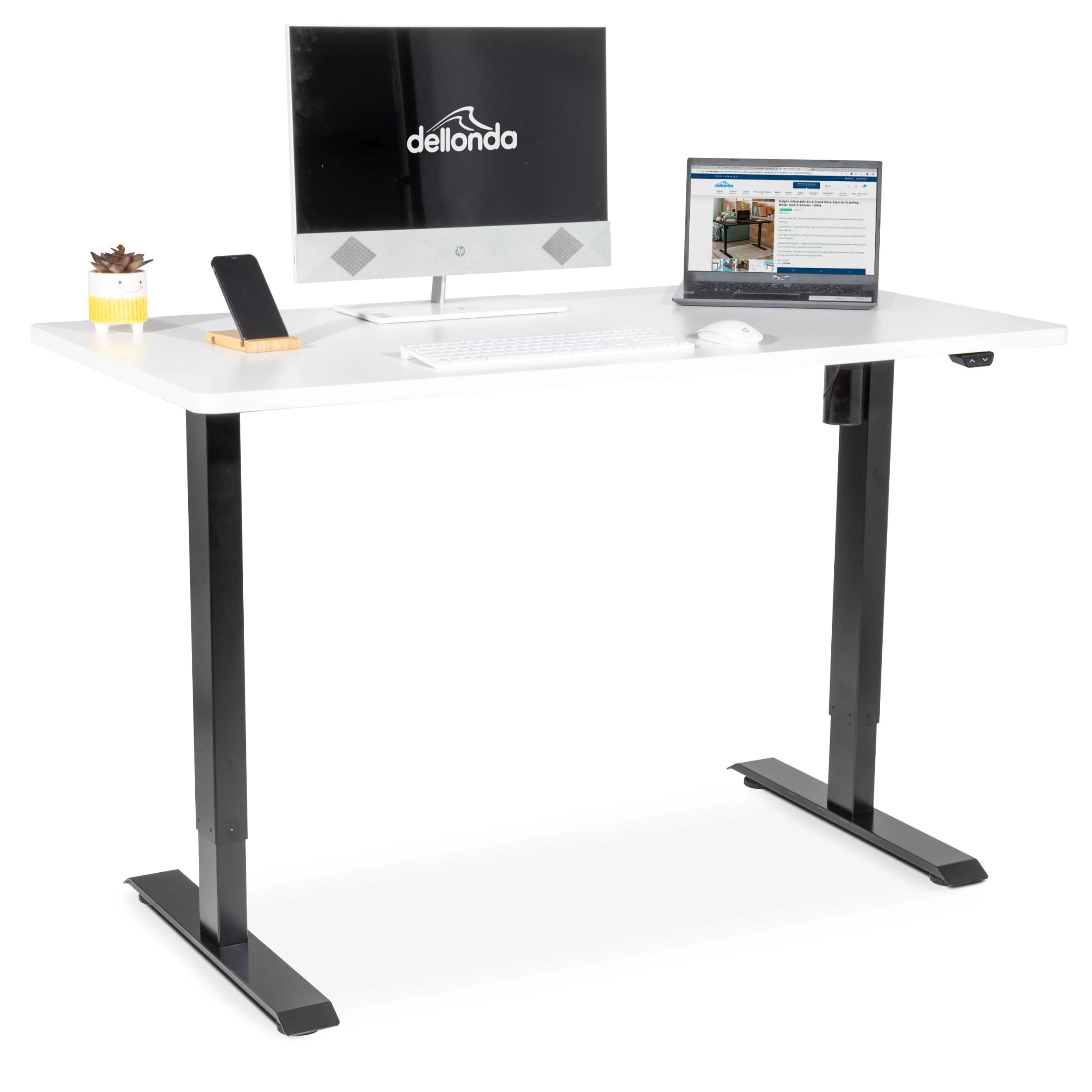 Dellonda White Electric Height Adjustable Standing Desk, Quiet, 1400 x 700mm - DH36 โ image 1