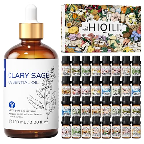 HIQILI Set Aceite Esencial Salvia 100ML + 32x5ML