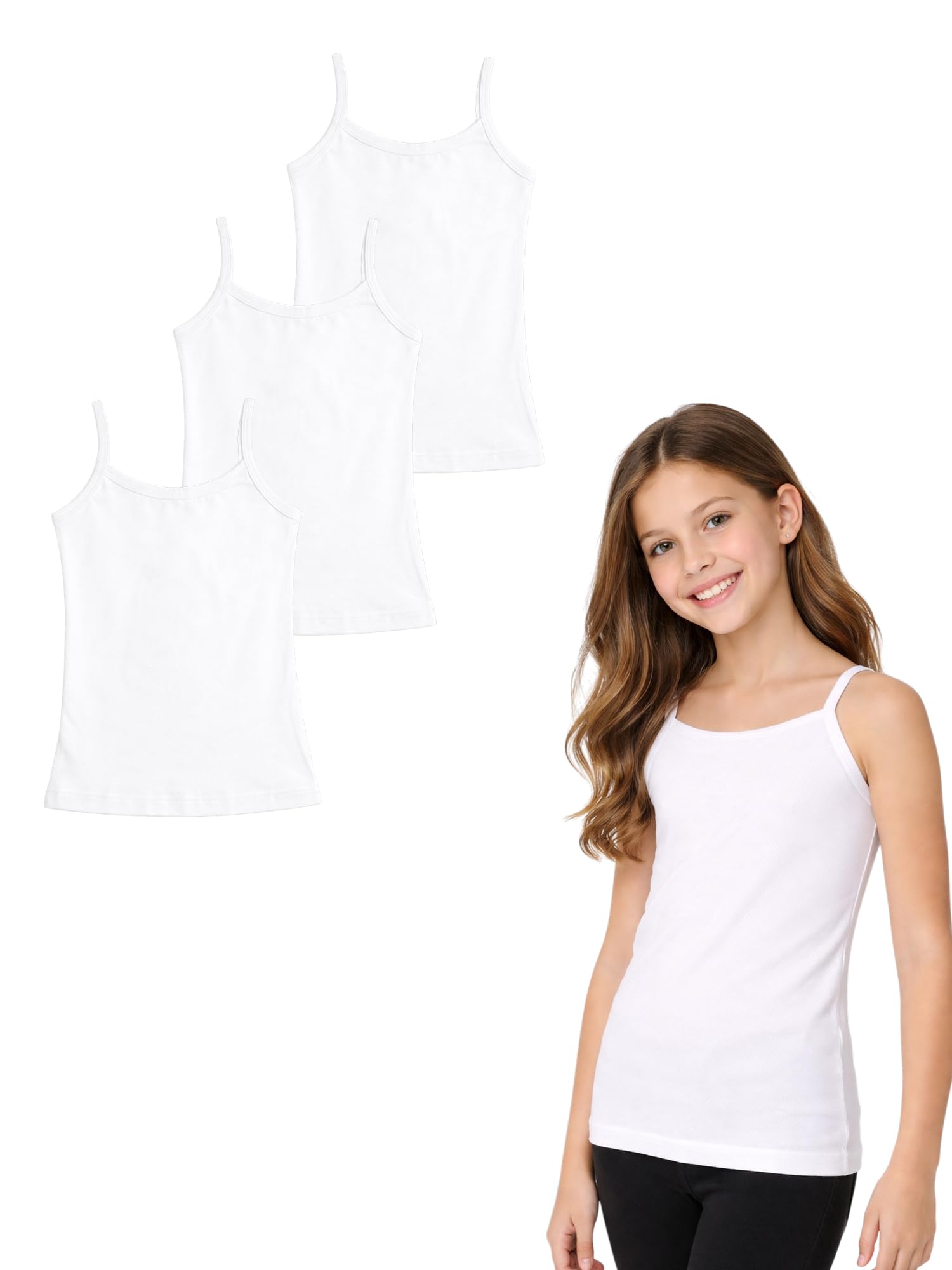 Girl's Regular fit Plain Vest (Pack of 3)-White