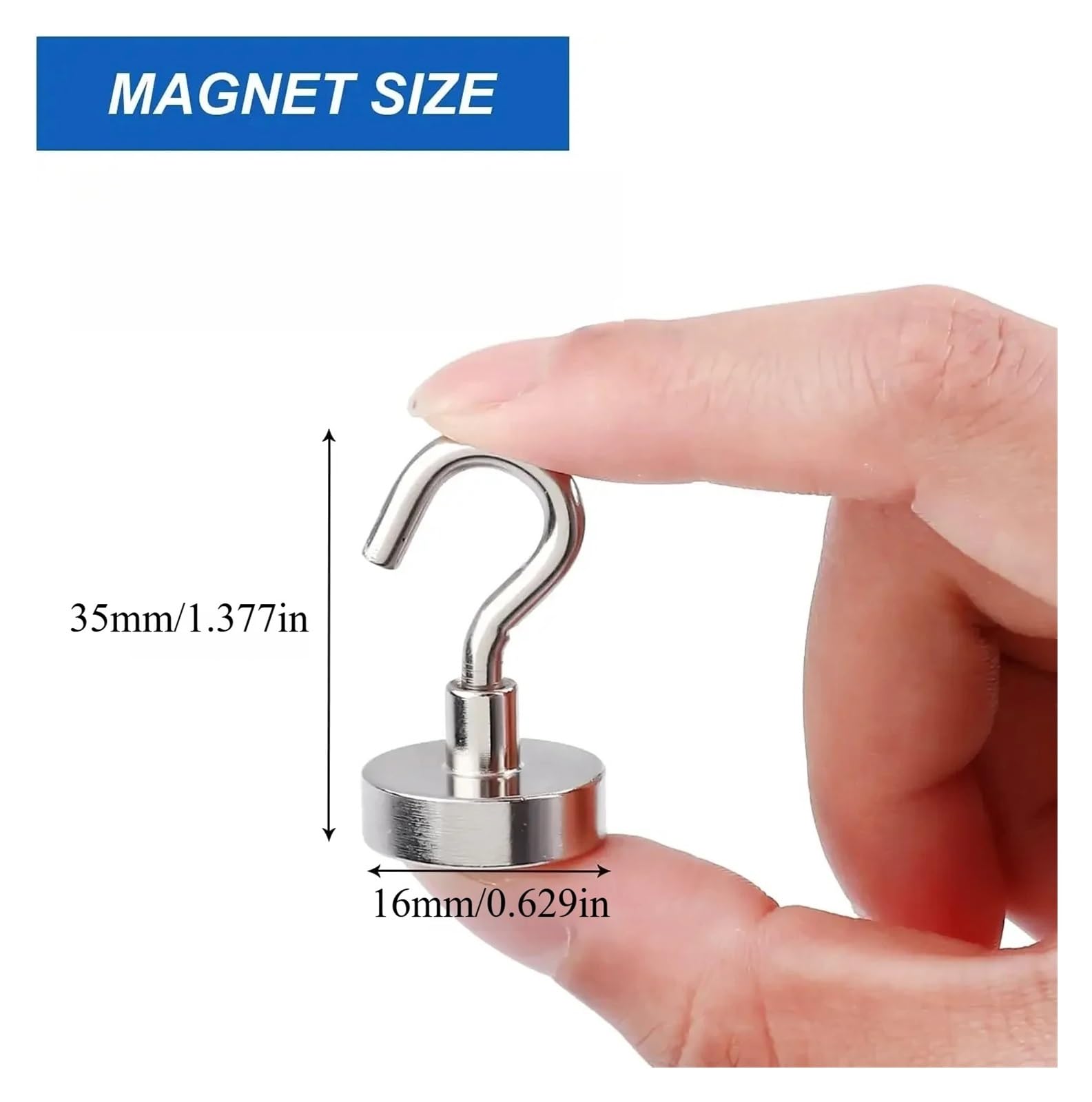 Genérico Ganchos magnéticos resistentes multiusos de 10, 12, 16 y 20 mm, ideales for el hogar, la cocina, barra, baño almacenamiento llaves(20PCS,E16-8kg)