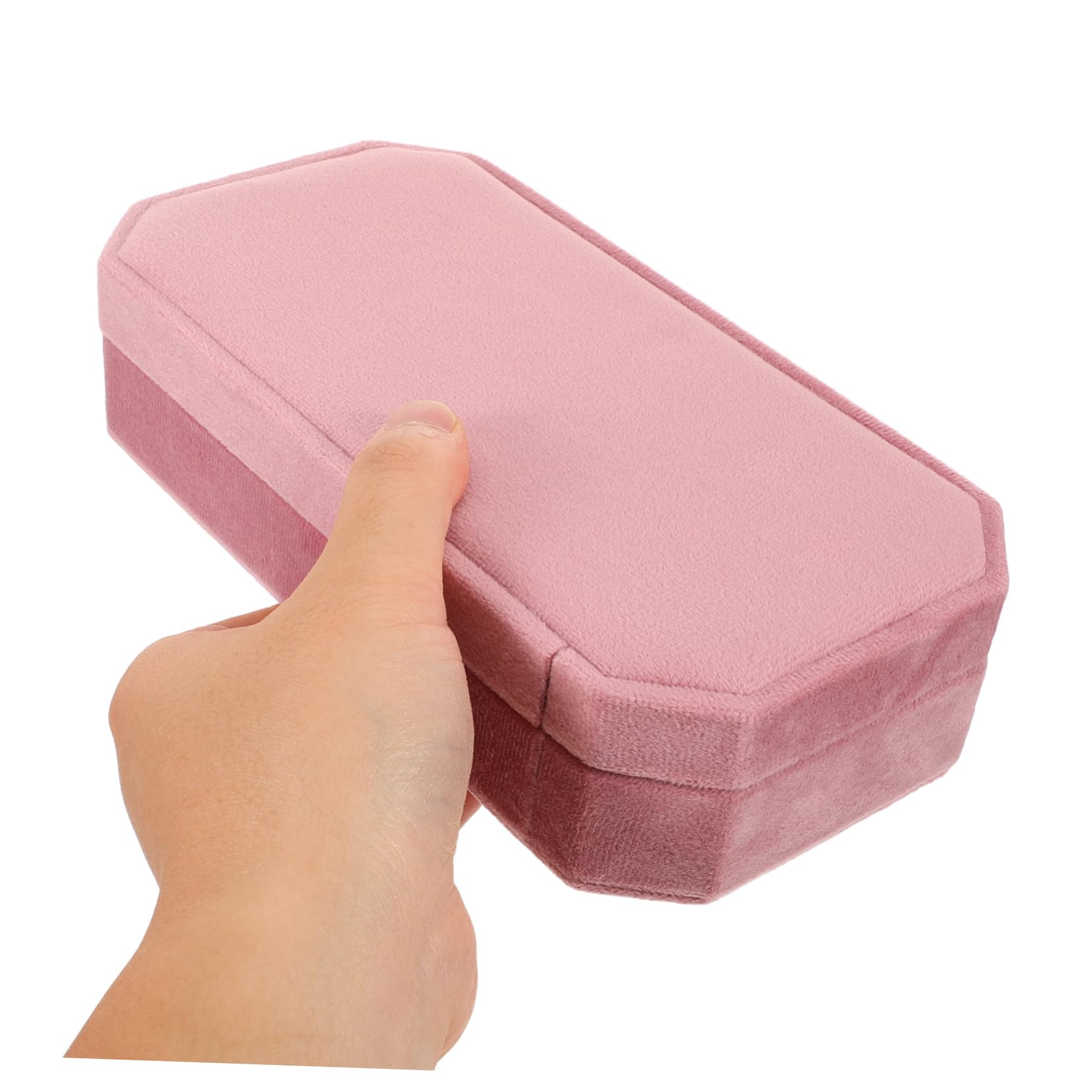 Gatuida Caja Pequeña para Joyas Rosa Organizador Octogonal de Terciopelo con Tapa Estuche Portátil para Almacenamiento y Protección de Anillos y Pendientes