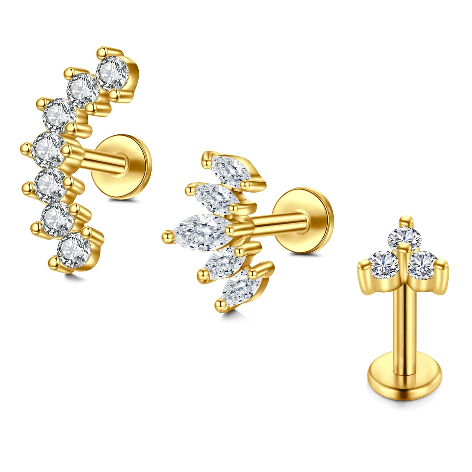 Briana WilliamsPiercing Oreja Helix Acero Quirurgico 16g Pendientes para Tragus Cartilago 6mm 8mm Labret Labios Piercing