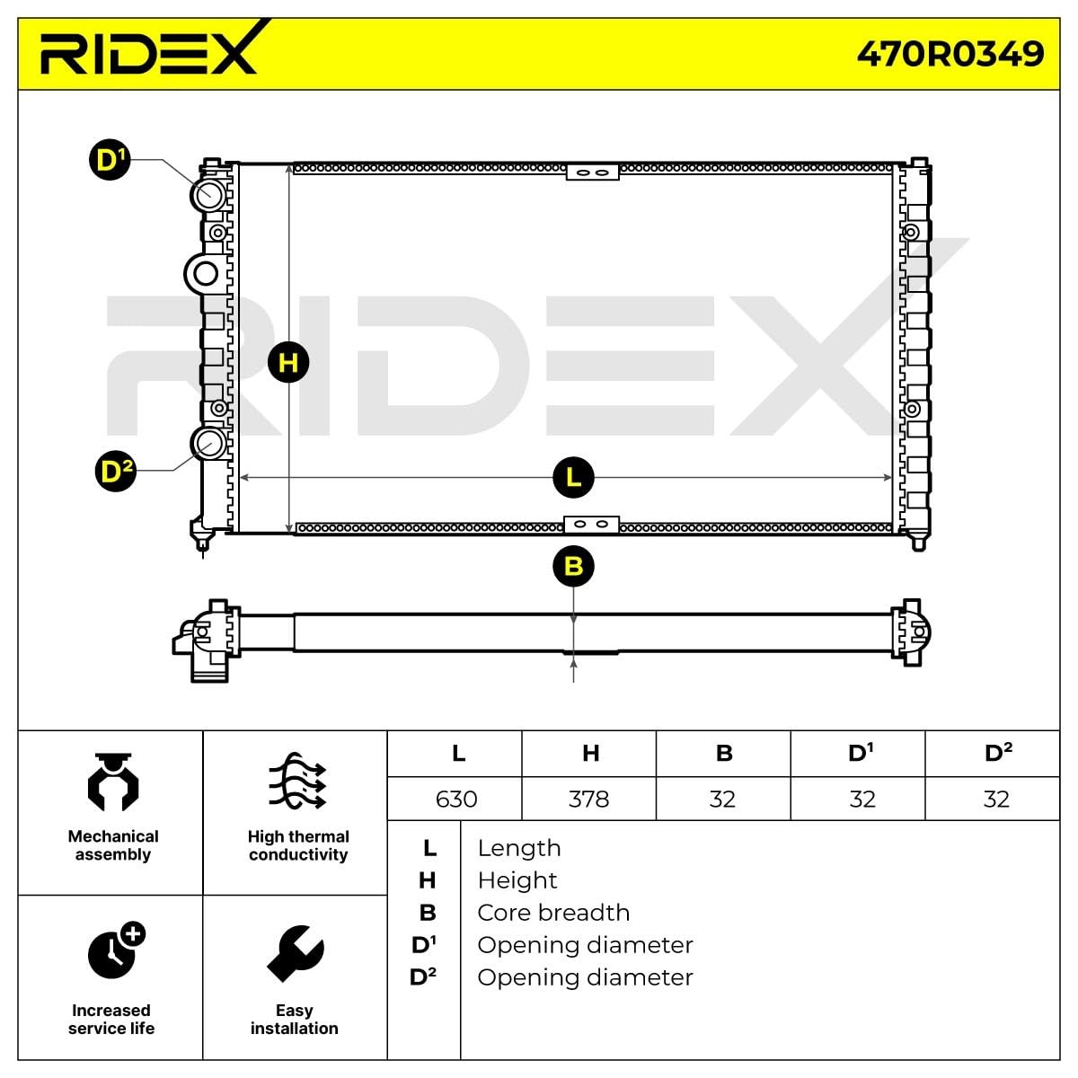 RIDEX 470R0349 Motorkühler/Wasserkühler Schaltgetriebe 6K0121253AS