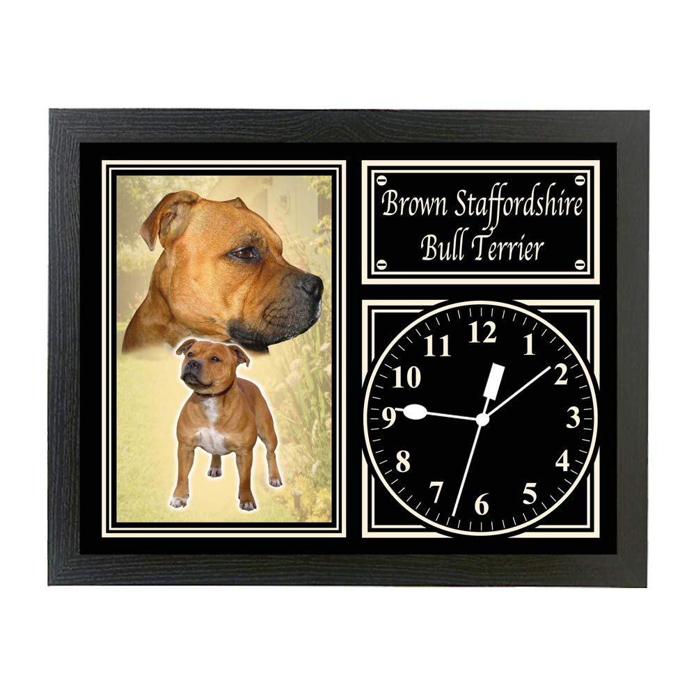 Personalised Gift Products Brown Staffordshire Bull Terrier Dog Breed Gift Clock