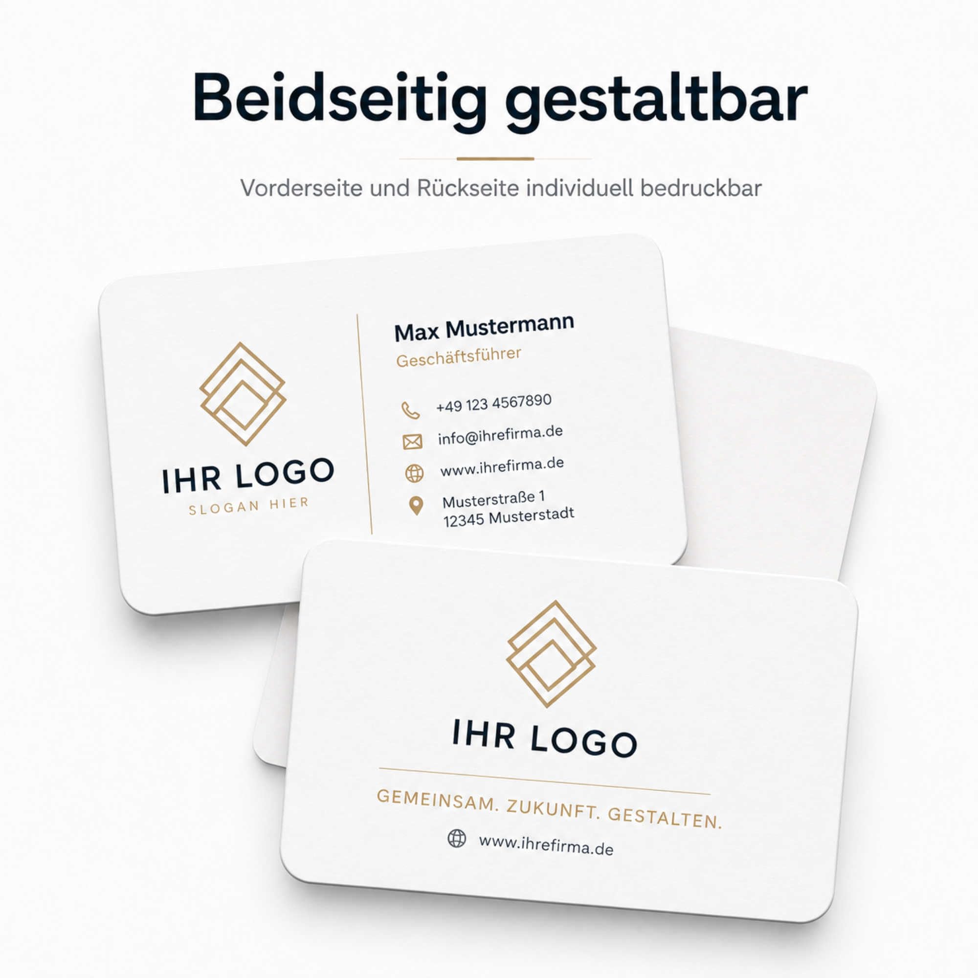 Visitenkarten erstellen - 1000 Stück - Text Linie - personalisierte Business Karten - 85 x 55mm, Text